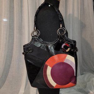 Coach Limited Edition Signature Logo Patchwork OP Art - Red Cream Purple Black